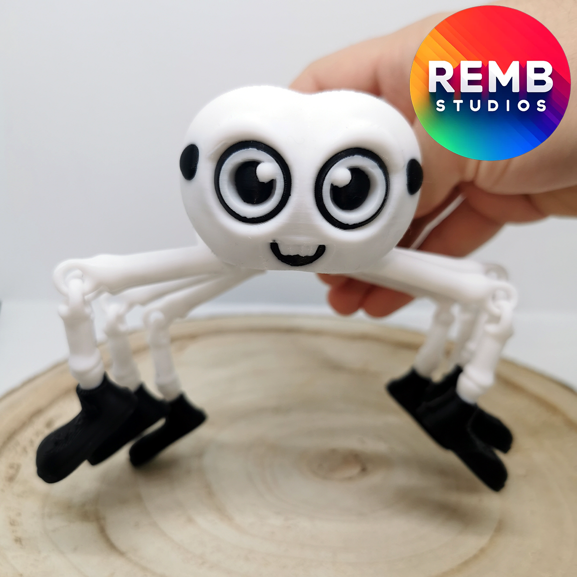 Flexi Skeleton Spider Remb Studios, STL file for 3D printing, STL print files, Print in Place
